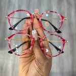 Champagne Pink Print Round Glasses